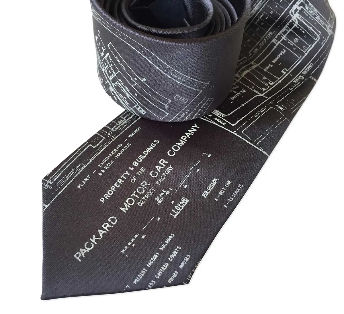 Detroit Map Necktie, Packard Plant Engineering Blueprint Tie 8