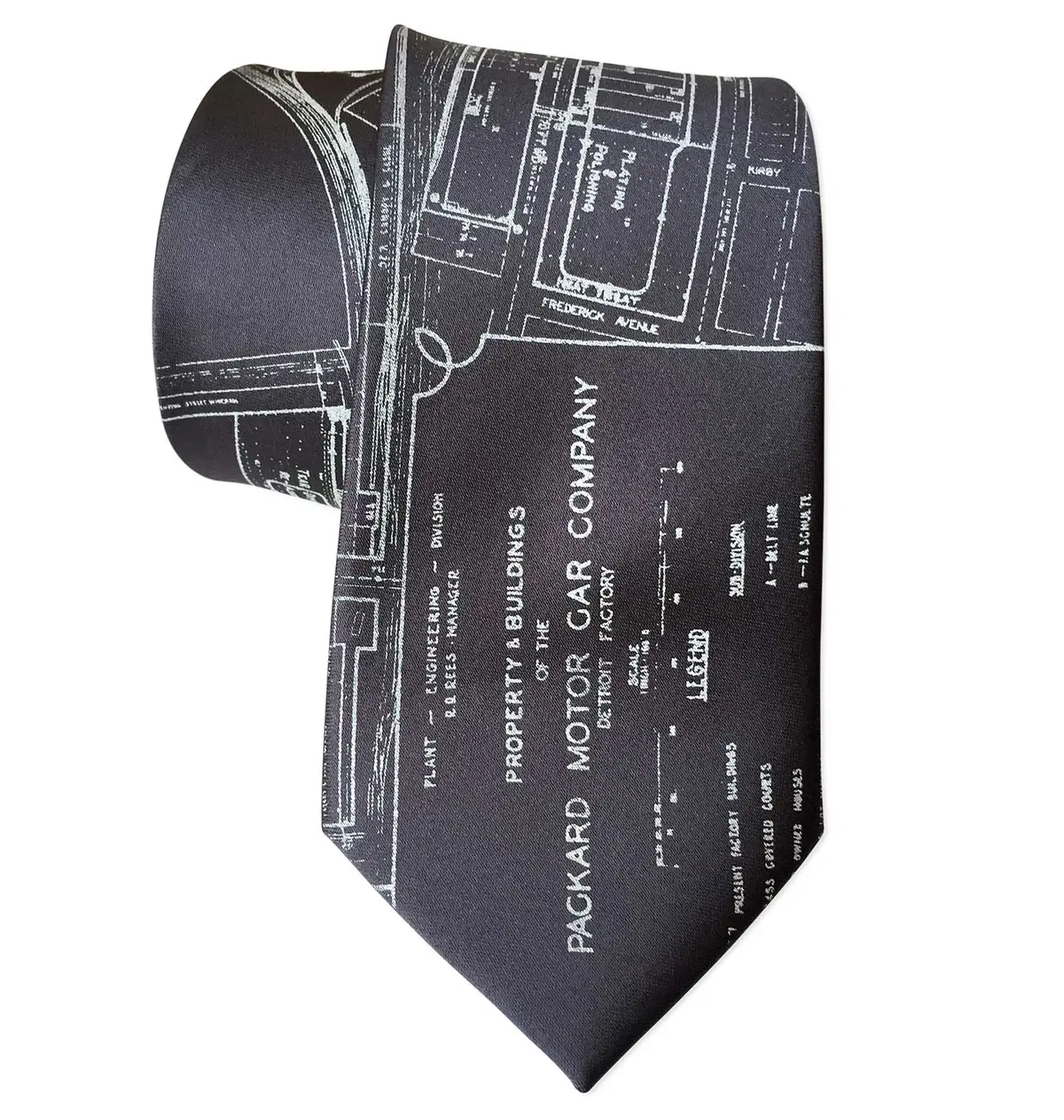 Detroit Map Necktie, Packard Plant Engineering Blueprint Tie 11