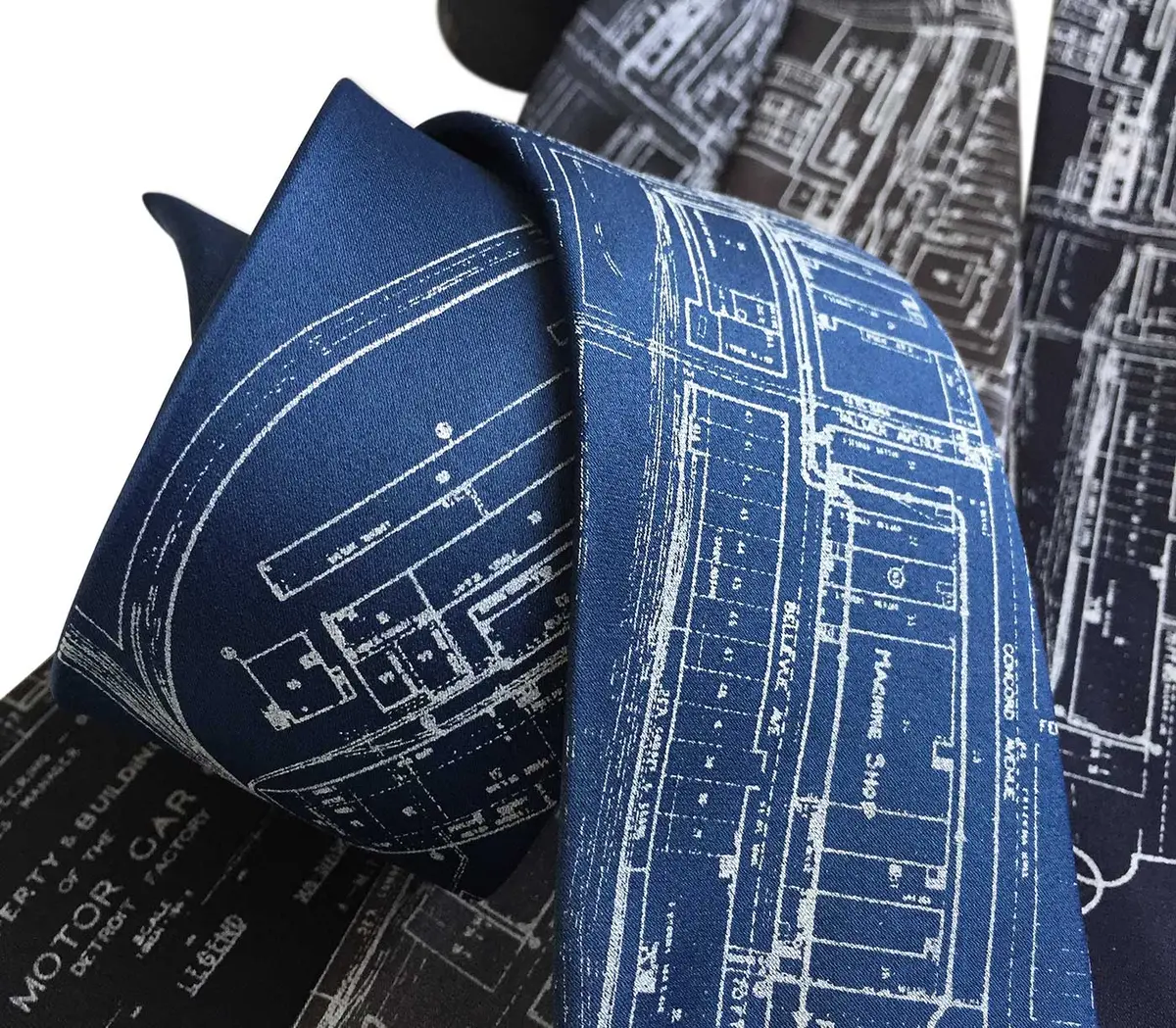 Detroit Map Necktie, Packard Plant Engineering Blueprint Tie 5
