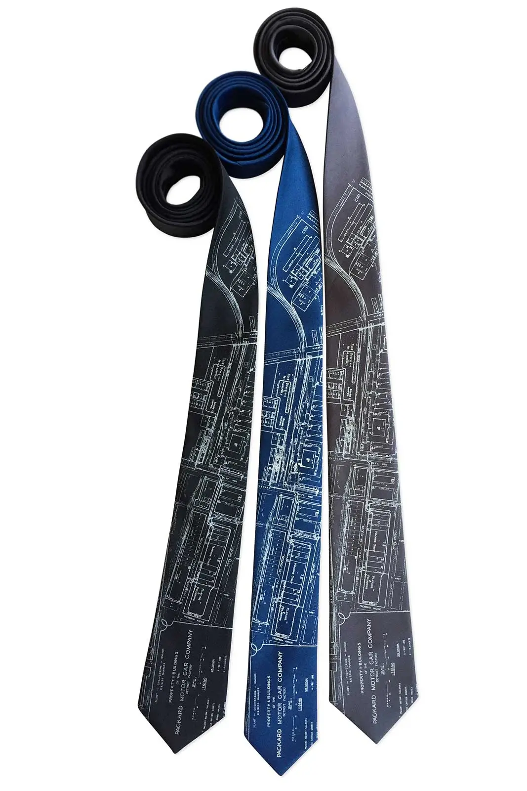 Detroit Map Necktie, Packard Plant Engineering Blueprint Tie 2