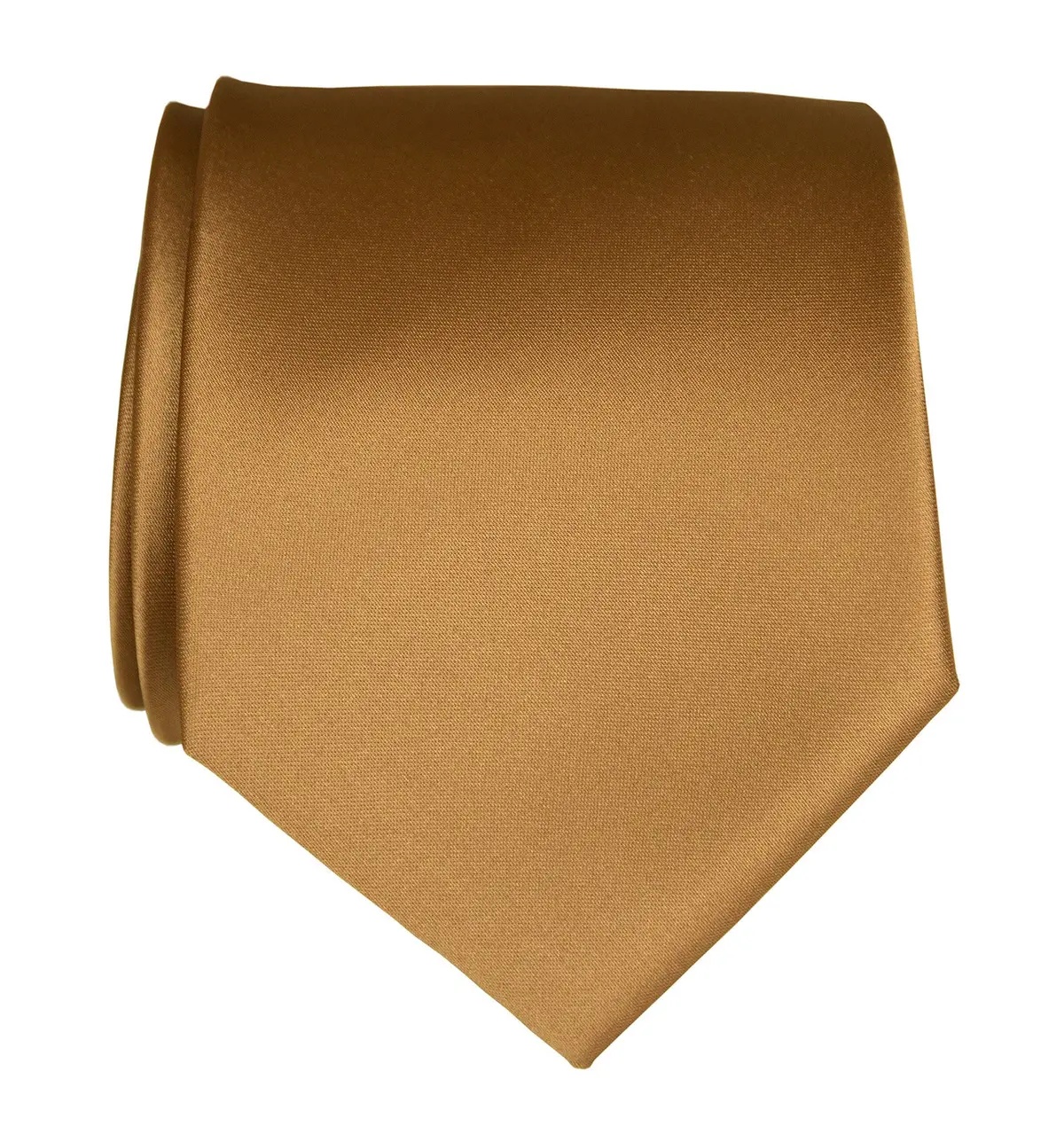 Pale Copper Necktie. Light Brown Solid Color Satin Finish Tie, No Print 1