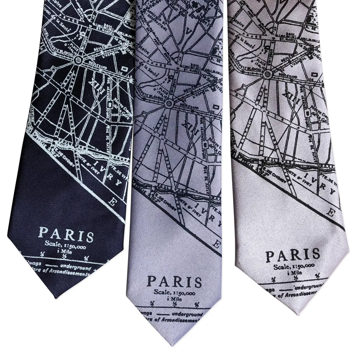 Paris Map Necktie, French Map Tie 1