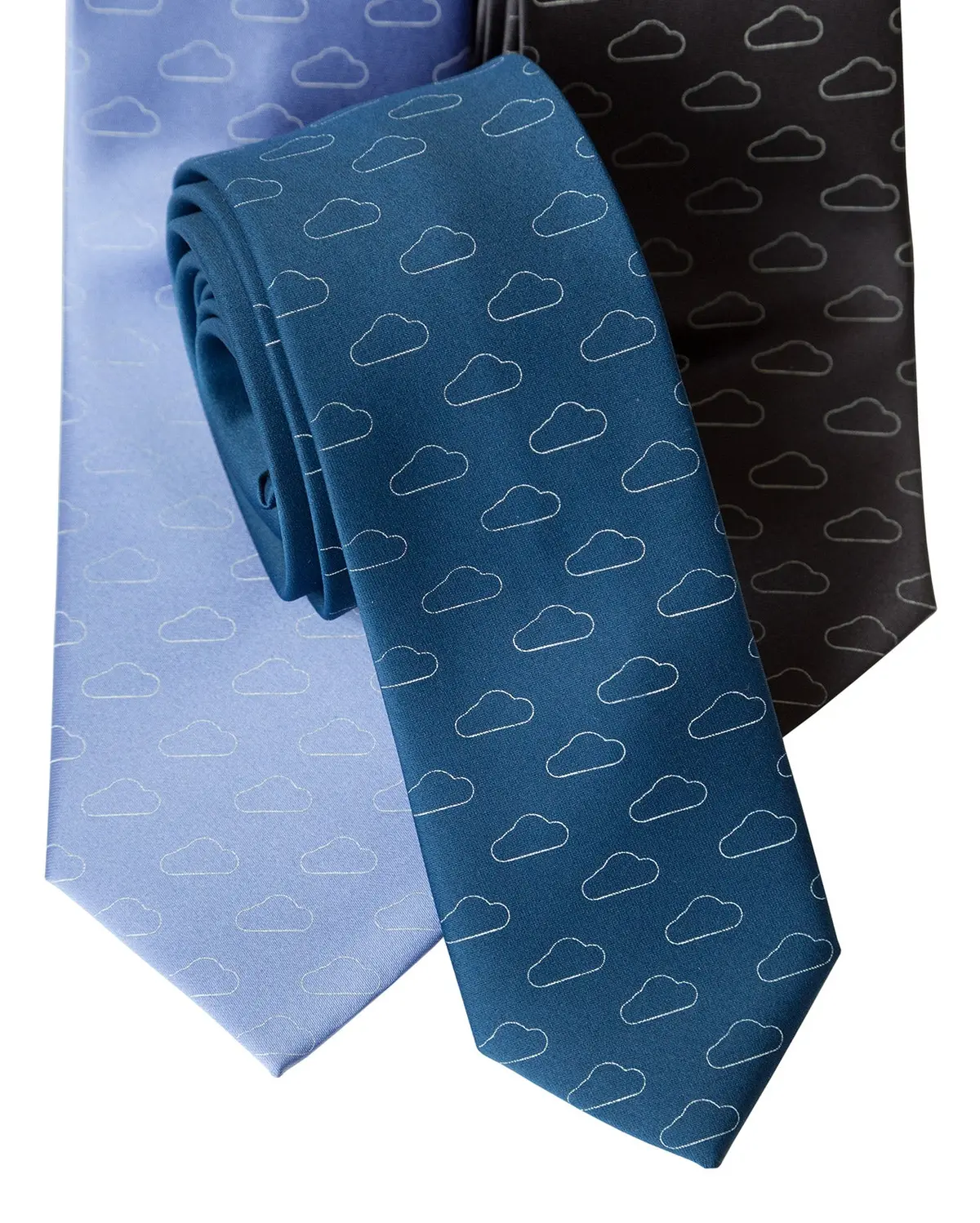 Cloud Print Necktie, Partly Cloudy Print Tie 11