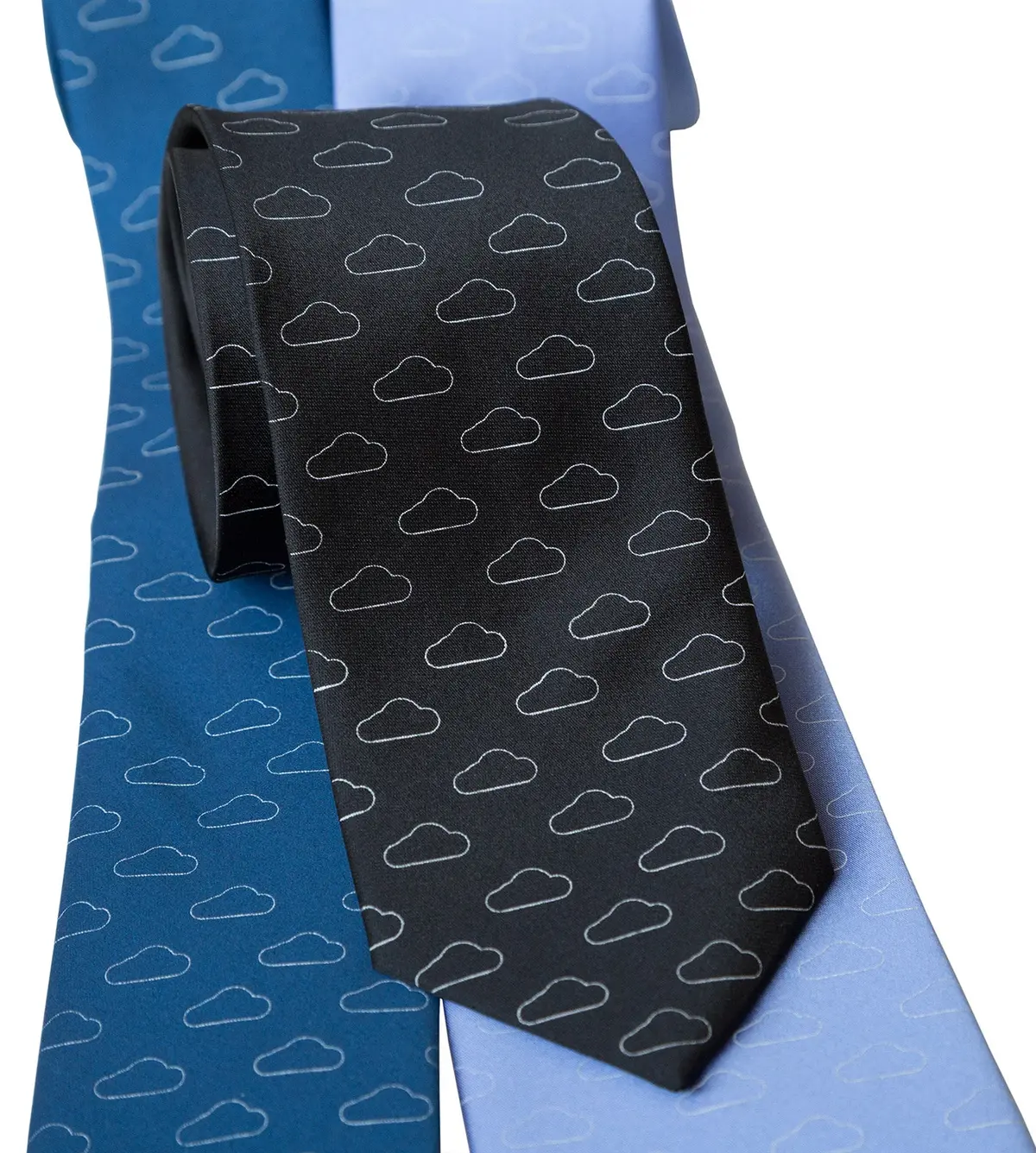 Cloud Print Necktie, Partly Cloudy Print Tie 3