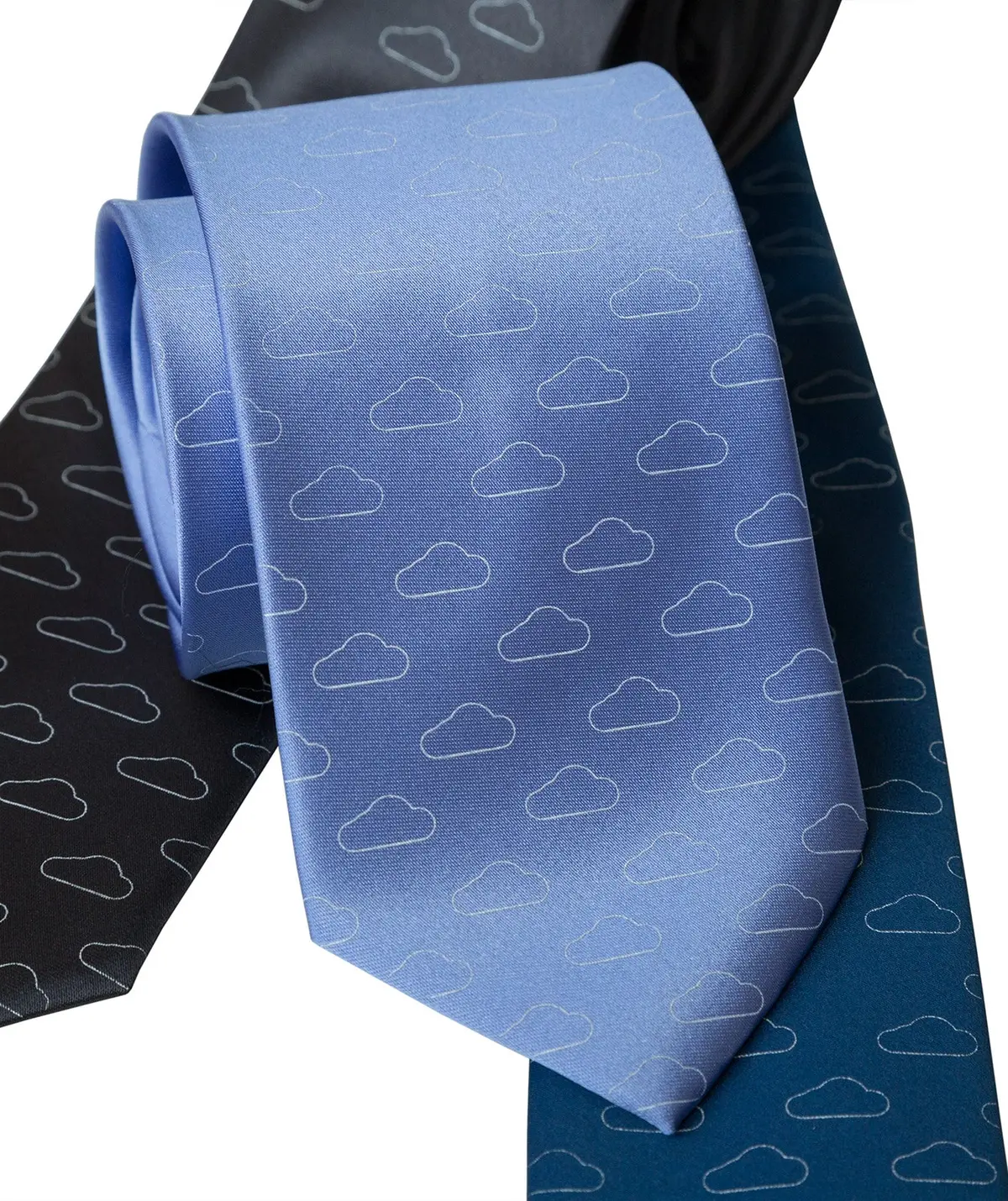 Cloud Print Necktie, Partly Cloudy Print Tie 7