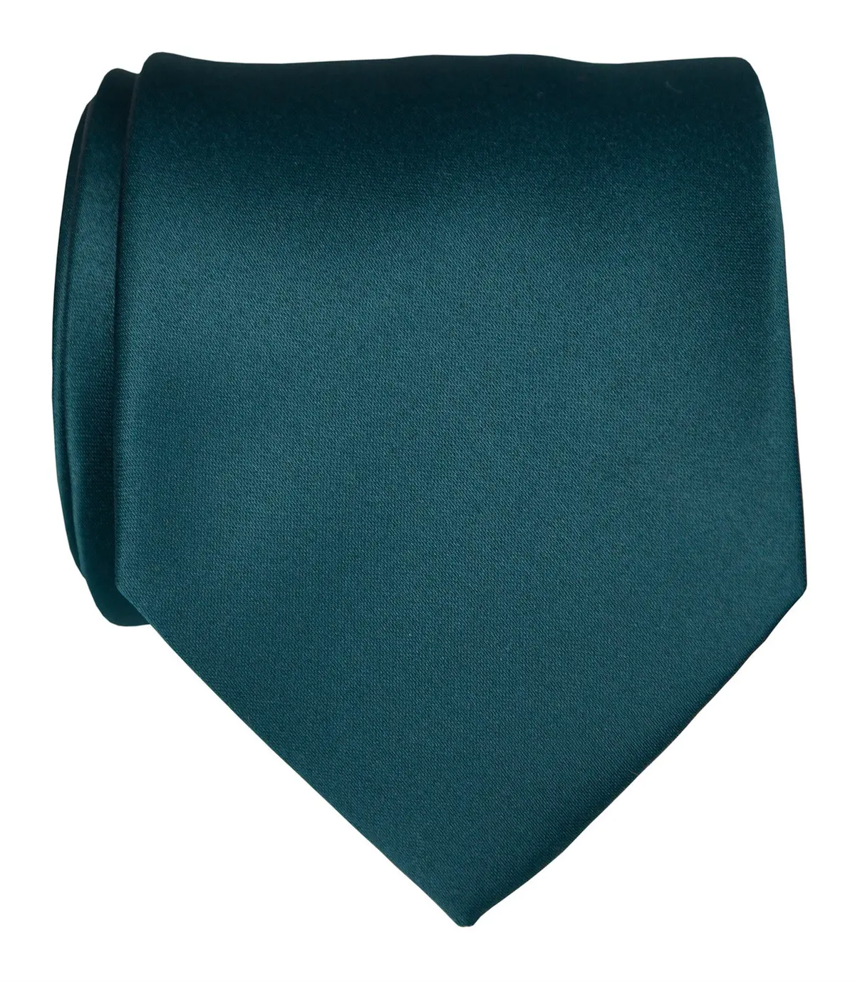 Peacock Blue Necktie. Dark Blue Solid Color Satin Finish Tie, No Print 1