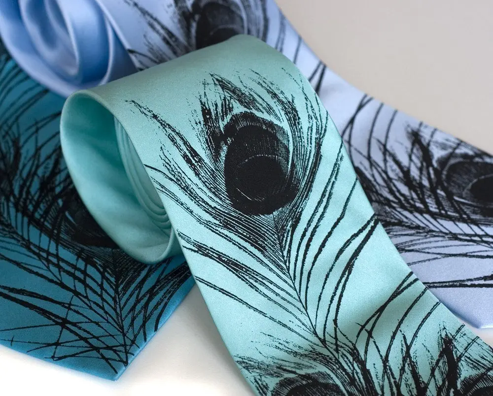Peacock Feather Silk Necktie 1