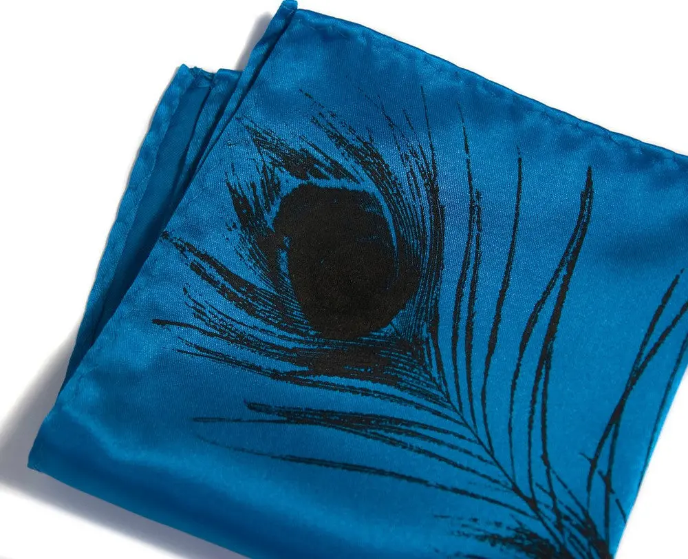Peacock Feather Pocket Square 2
