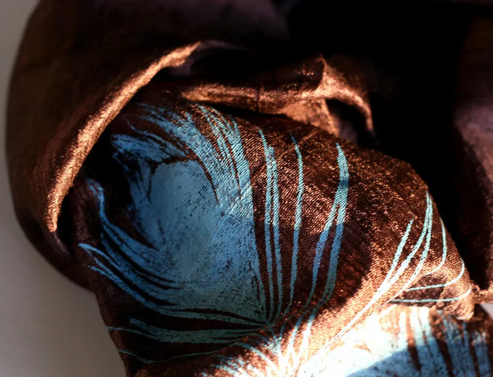 Peacock Feather Silk Scarf 2