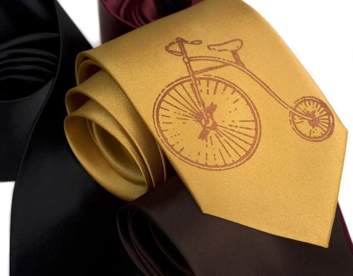 Penny Farthing Necktie. Antique Bicycle Microfiber Tie. 2