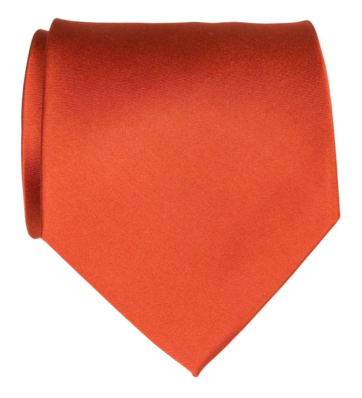 Persimmon Necktie. Red-Orange Solid Color Woven Silk Tie, No Print 1