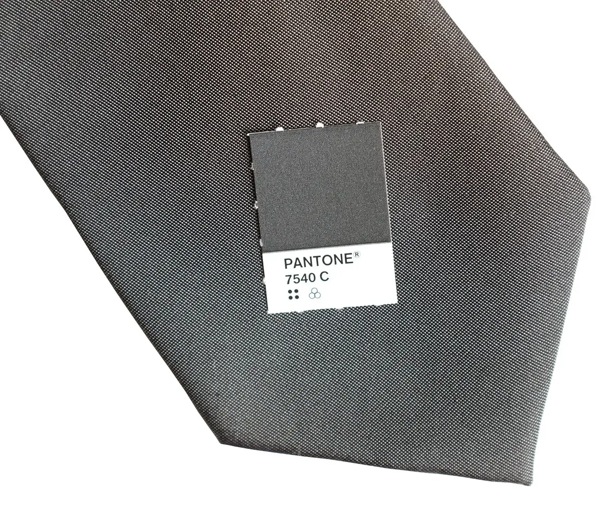 Pewter Shot Necktie. Dark Grey Solid Color Woven Silk Tie, No Print 2