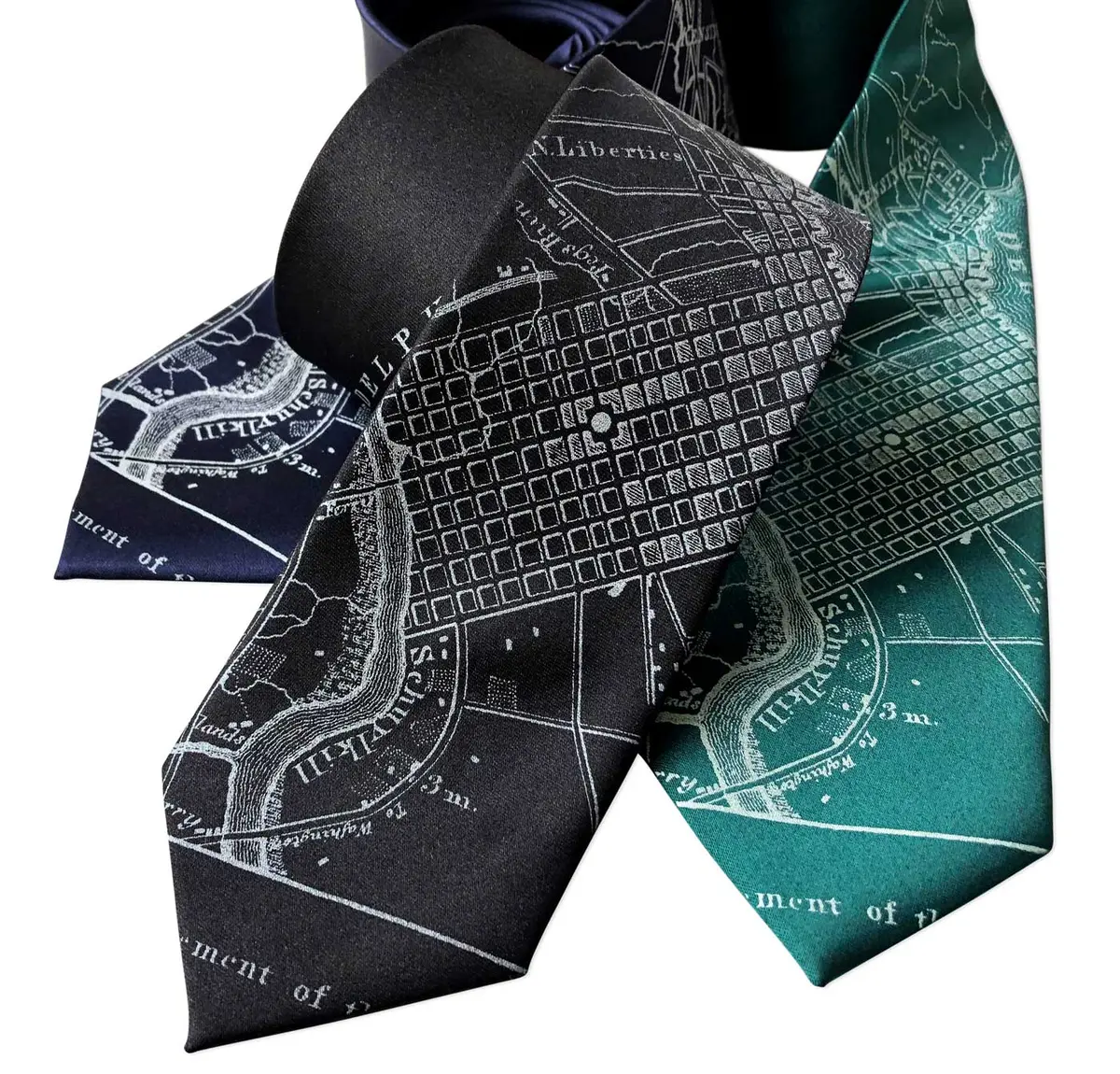 Philadelphia City Map Necktie, Pennsylvania Tie 7