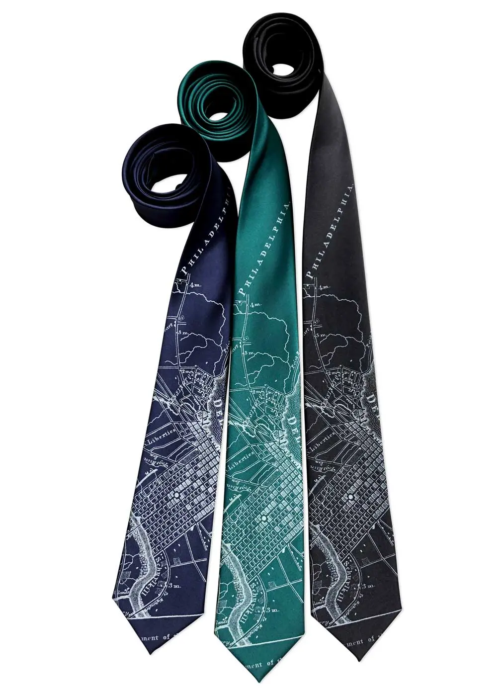 Philadelphia City Map Necktie, Pennsylvania Tie 2