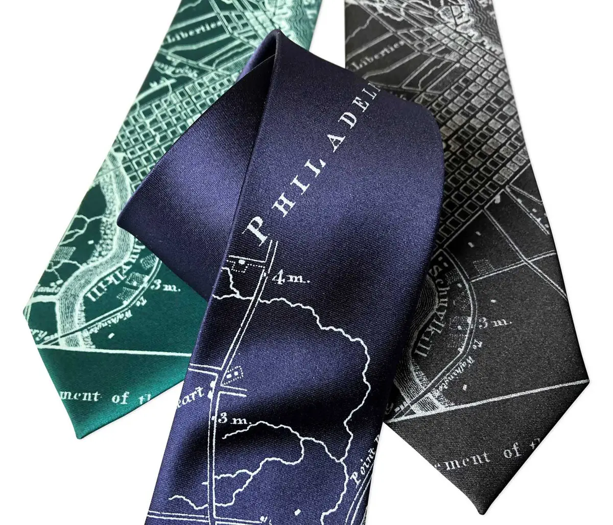 Philadelphia City Map Necktie, Pennsylvania Tie 1