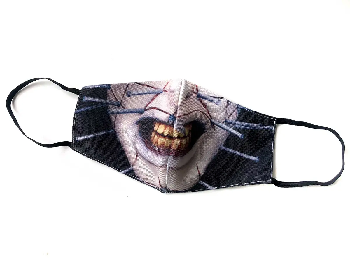 Pinhead Mask, Hellraiser Inspired Cloth Face Cover. Cenobite Mask 1