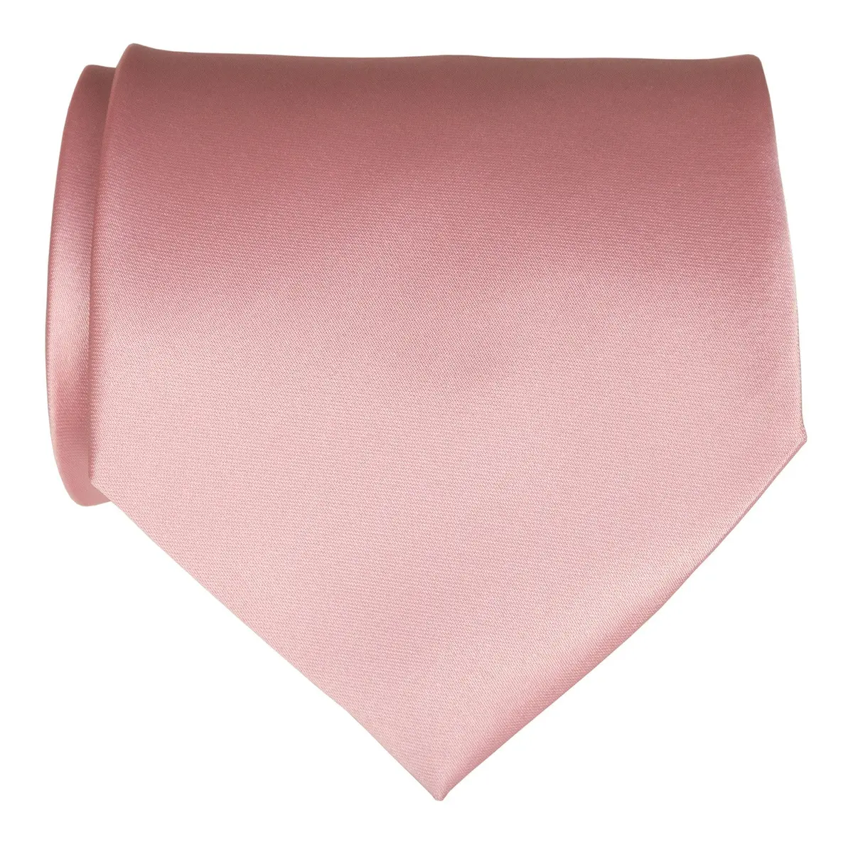 Pink Necktie. Solid Color Satin Finish Tie, No Print 1