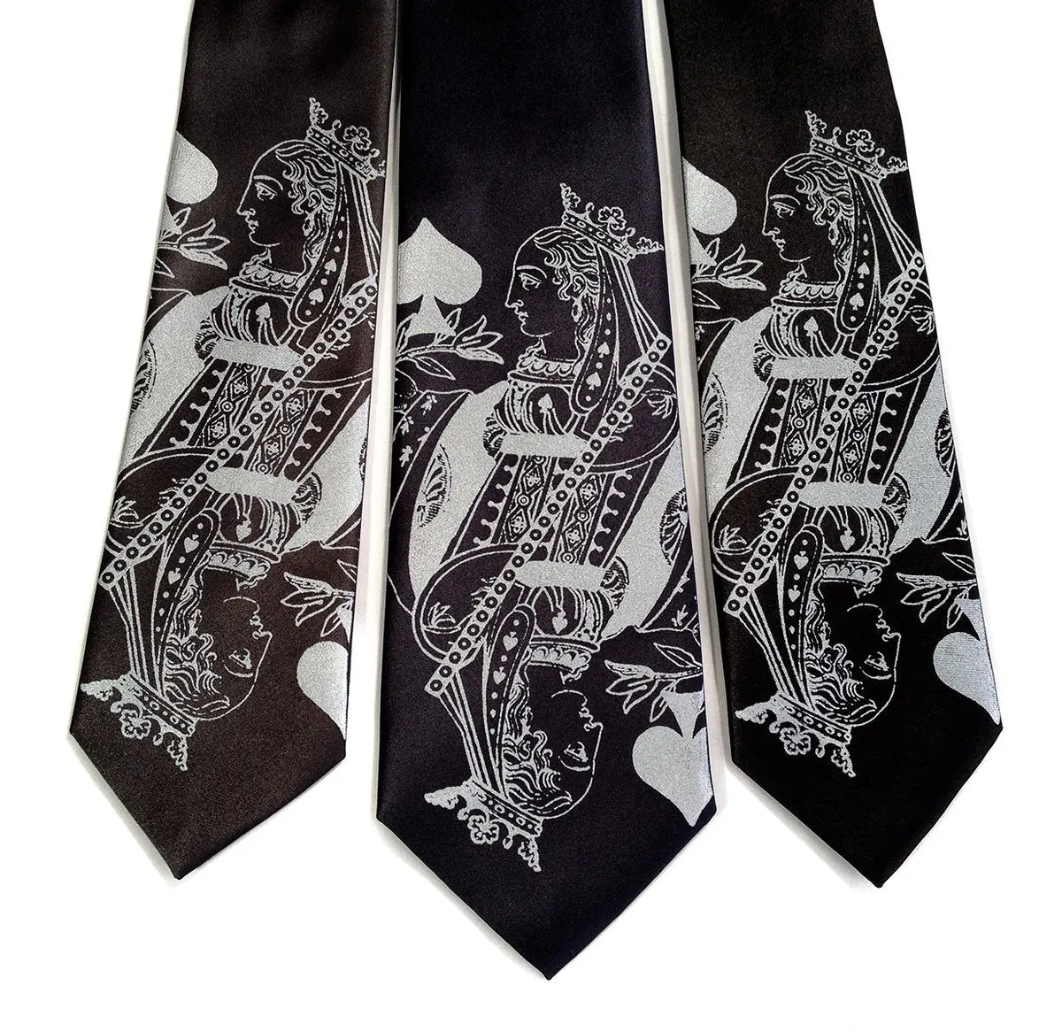 Playing Card Silk Necktie. "Poker Face" Queen Tie. 1
