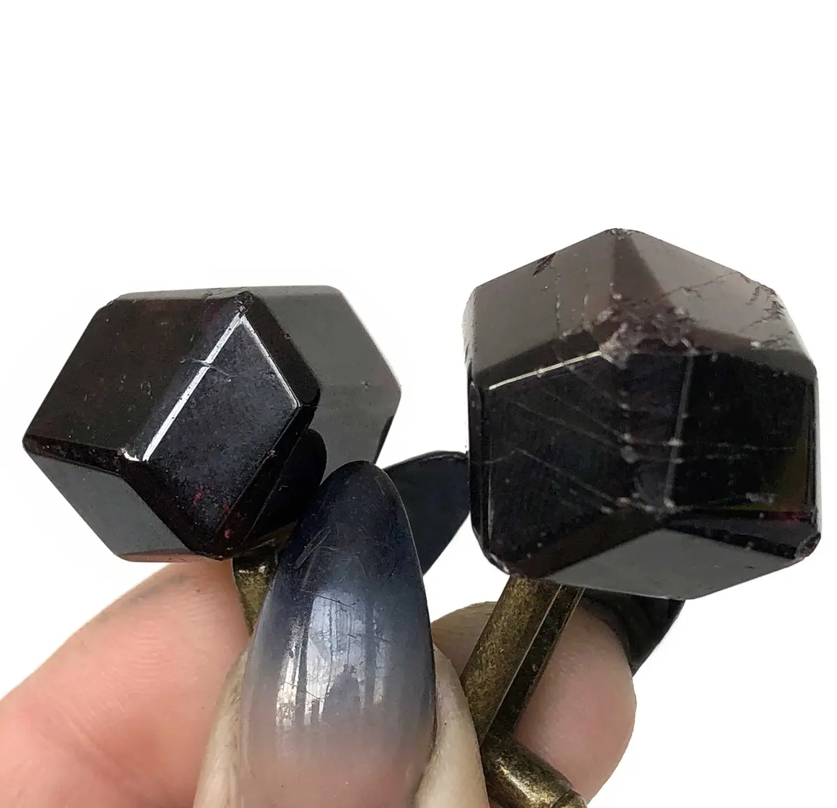 Polished Garnet Crystal Cufflinks 2