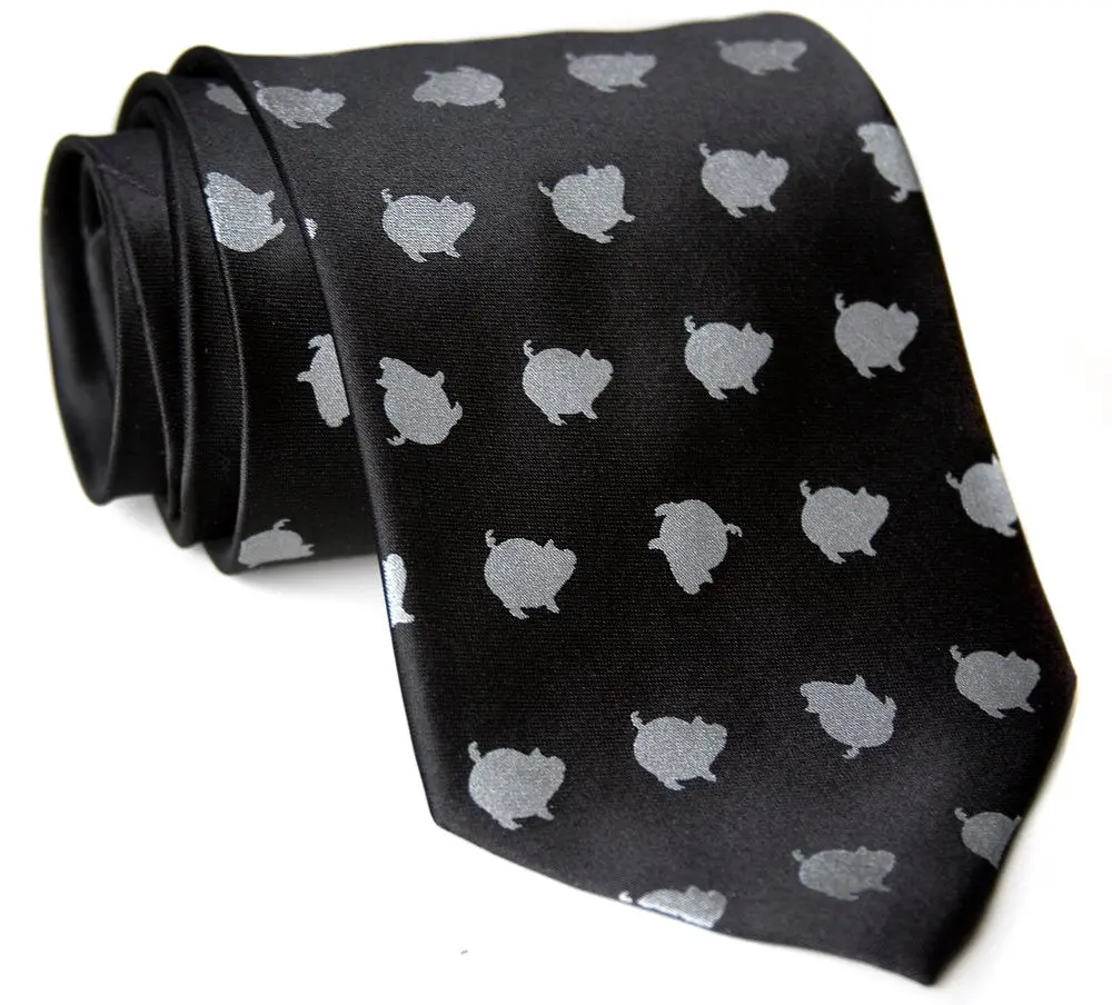 Piggy Pattern Silk Necktie. "Porkadot" Tie. 1