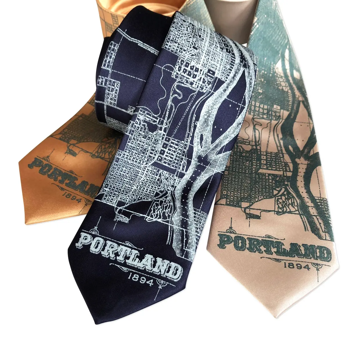 Portland Oregon Map Necktie, Pacific Northwest Tie 1