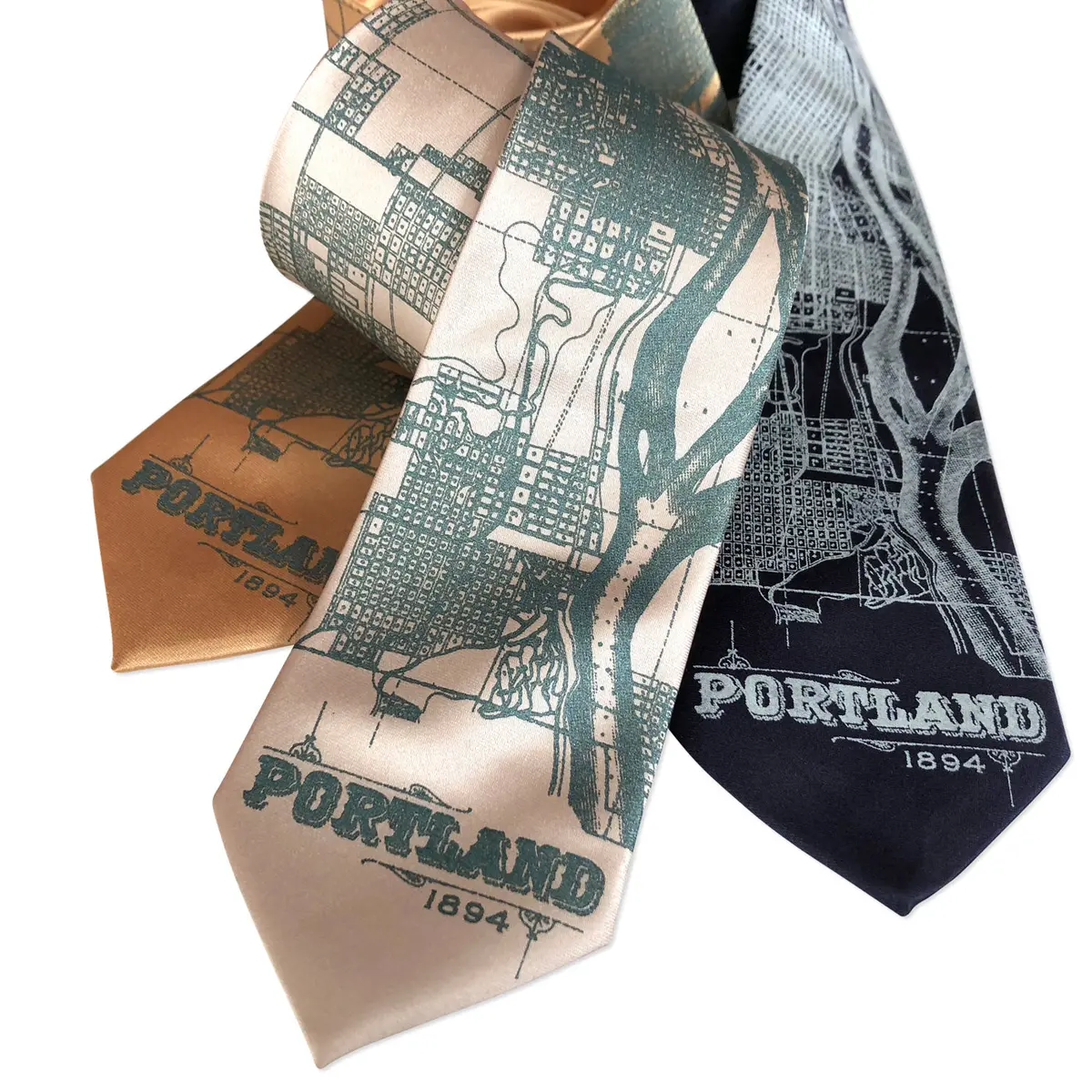 Portland Oregon Map Necktie, Pacific Northwest Tie 9
