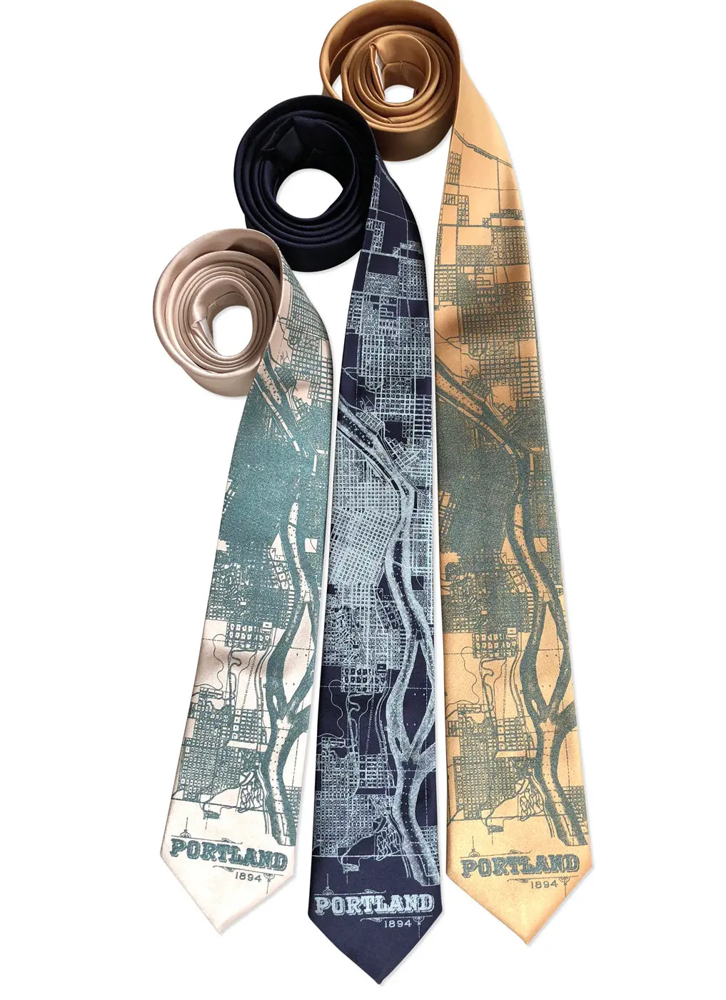 Portland Oregon Map Necktie, Pacific Northwest Tie 2