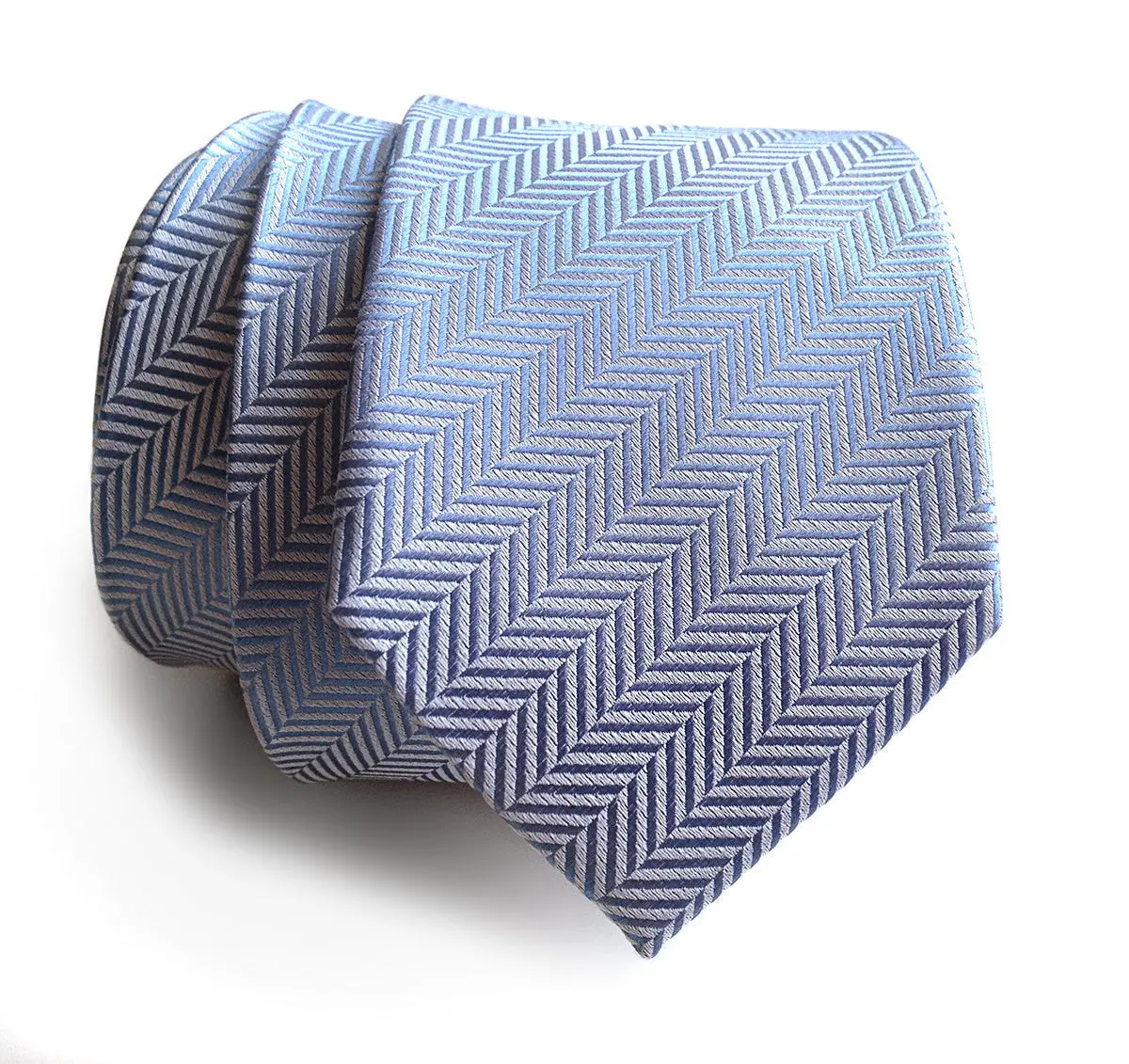 Powder Blue Herringbone Silk Necktie 1