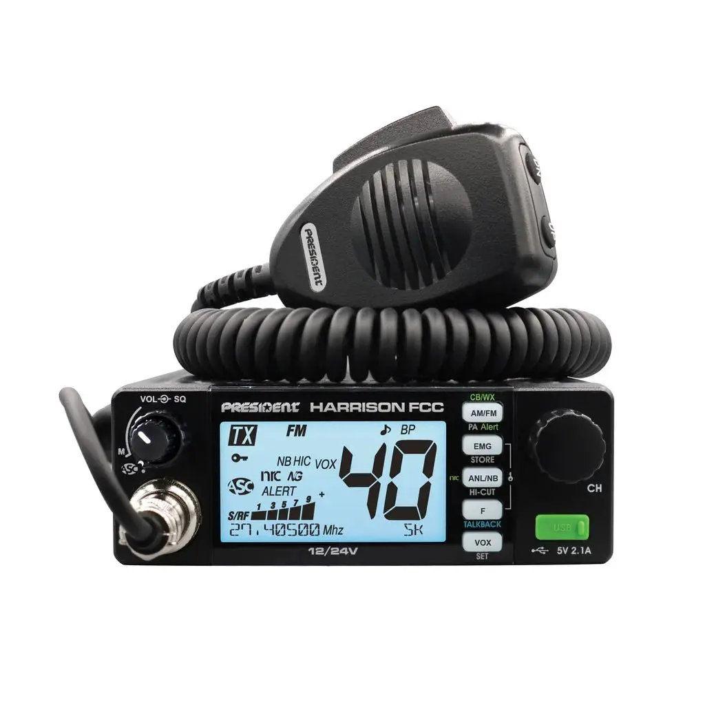 President Harrison 40 Channel Am/Fm Cb Radio, Stryker Sr-A10, Drx-3402 Heavy Duty Antenna Mirror Mount, Drx-1518 18 Foot Premium M213, Combo 2