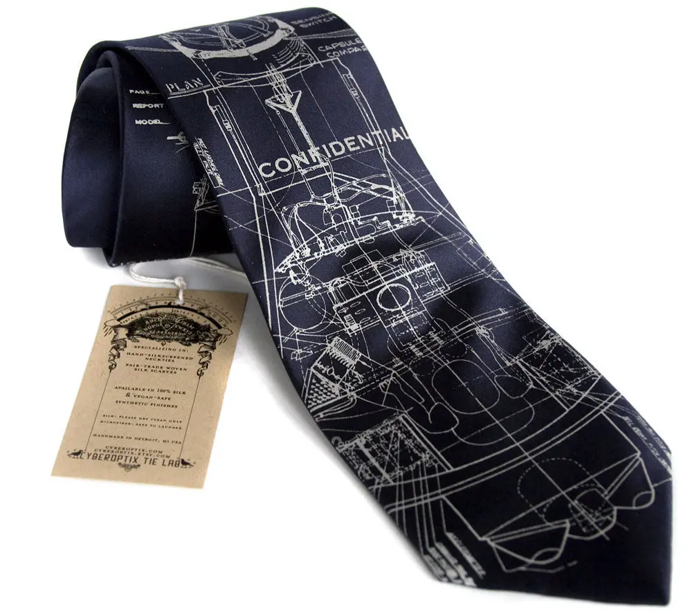 Project Mercury Necktie. Space Exploration Silk Necktie 2