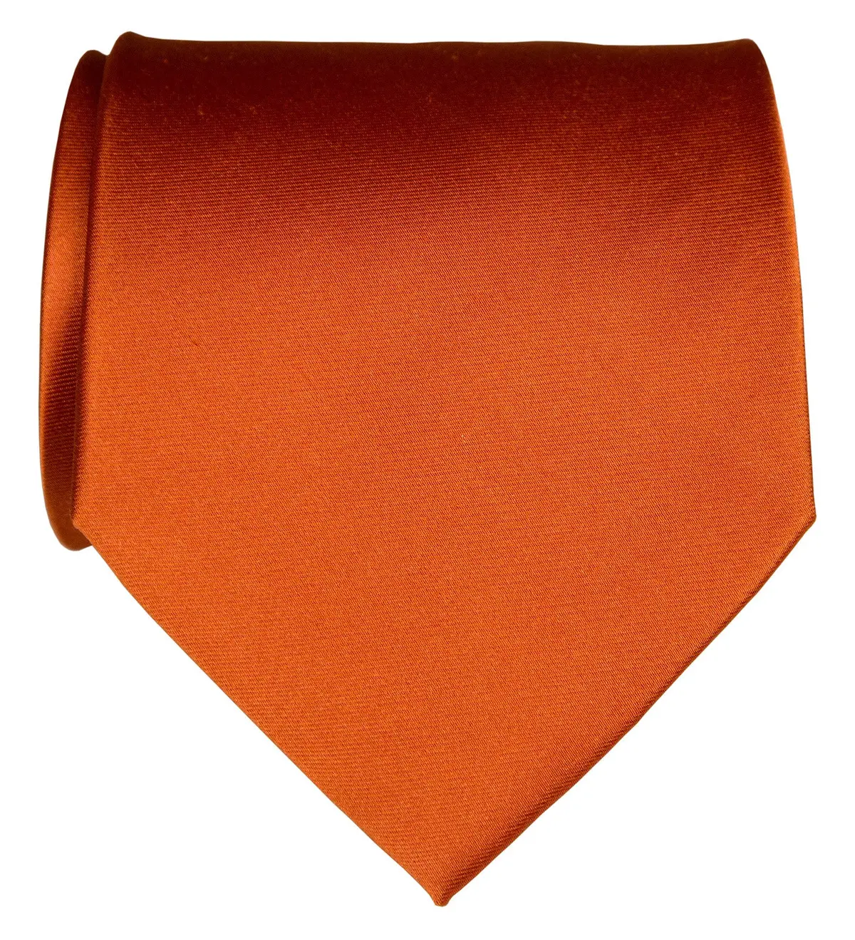 Pumpkin Spice Necktie. Medium Orange Solid Color Woven Silk Tie, No Print 1