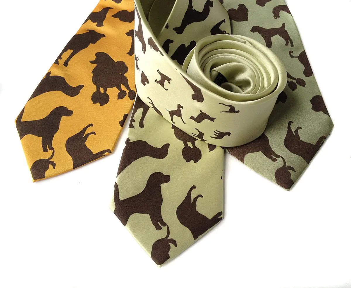 Dog Print Silk Necktie. "Putting On The Dog" 1