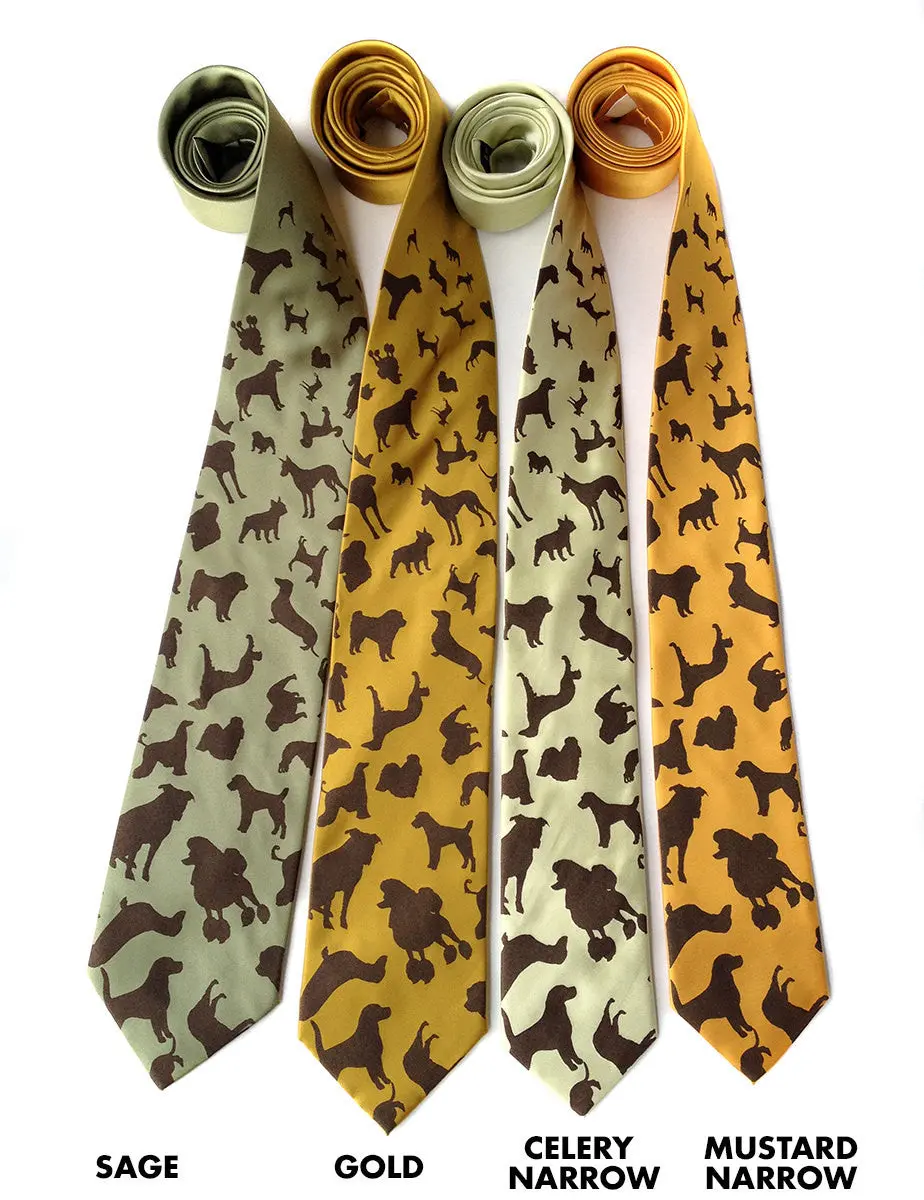 Dog Print Silk Necktie. "Putting On The Dog" 2