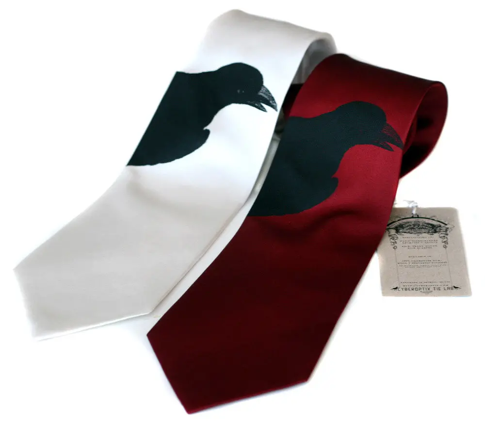 Raven Necktie. Edgar Allan Poe Silk Tie 1