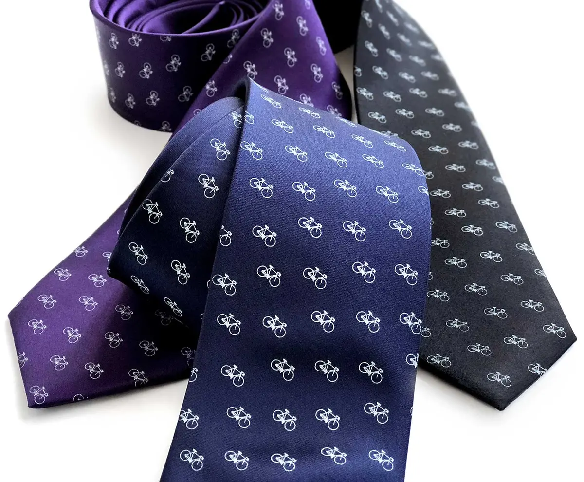 Racing Bike Necktie, Tiny Repeating Bike Print Tie 1