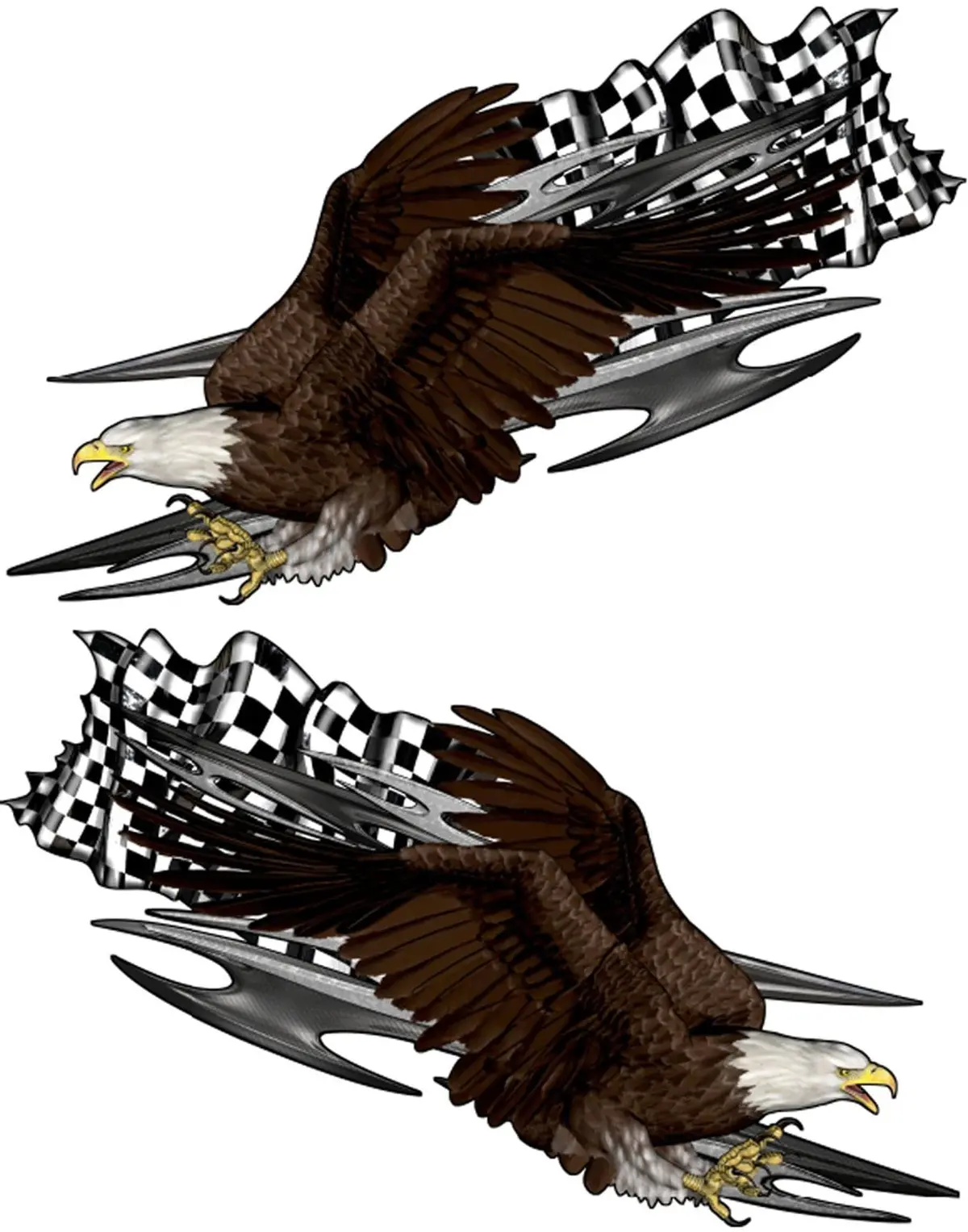 Tribal Bald Eagle Checkered Flag Semi Truck Decals 3