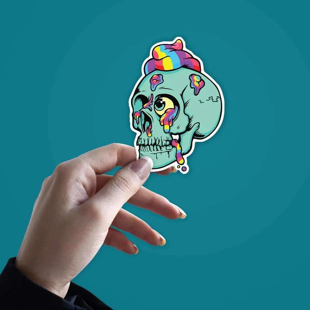 Rainbow Skull Sticker 2
