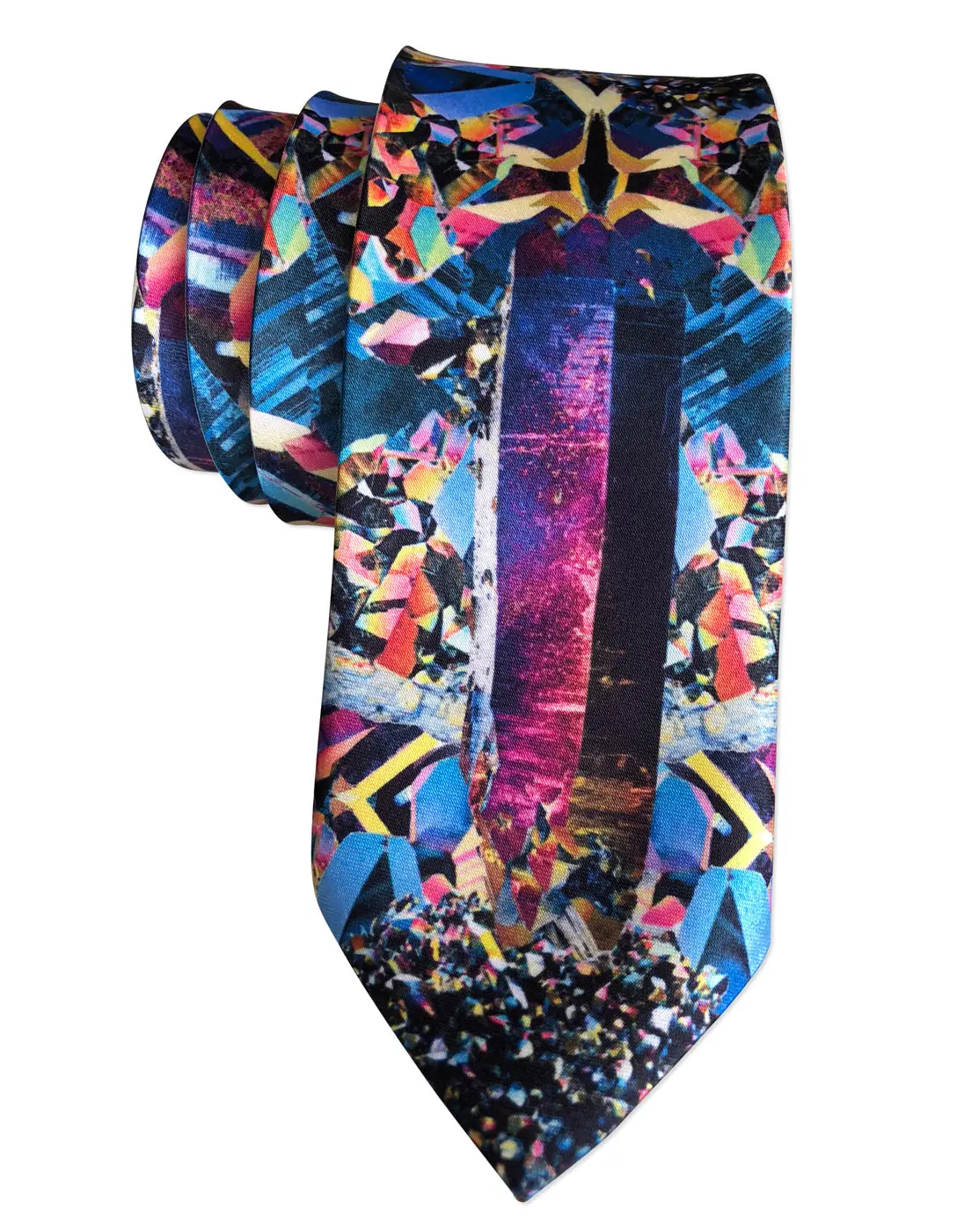 Rainbow Flame Aura Crystal Necktie, Titanium Coated Quartz Tie 1