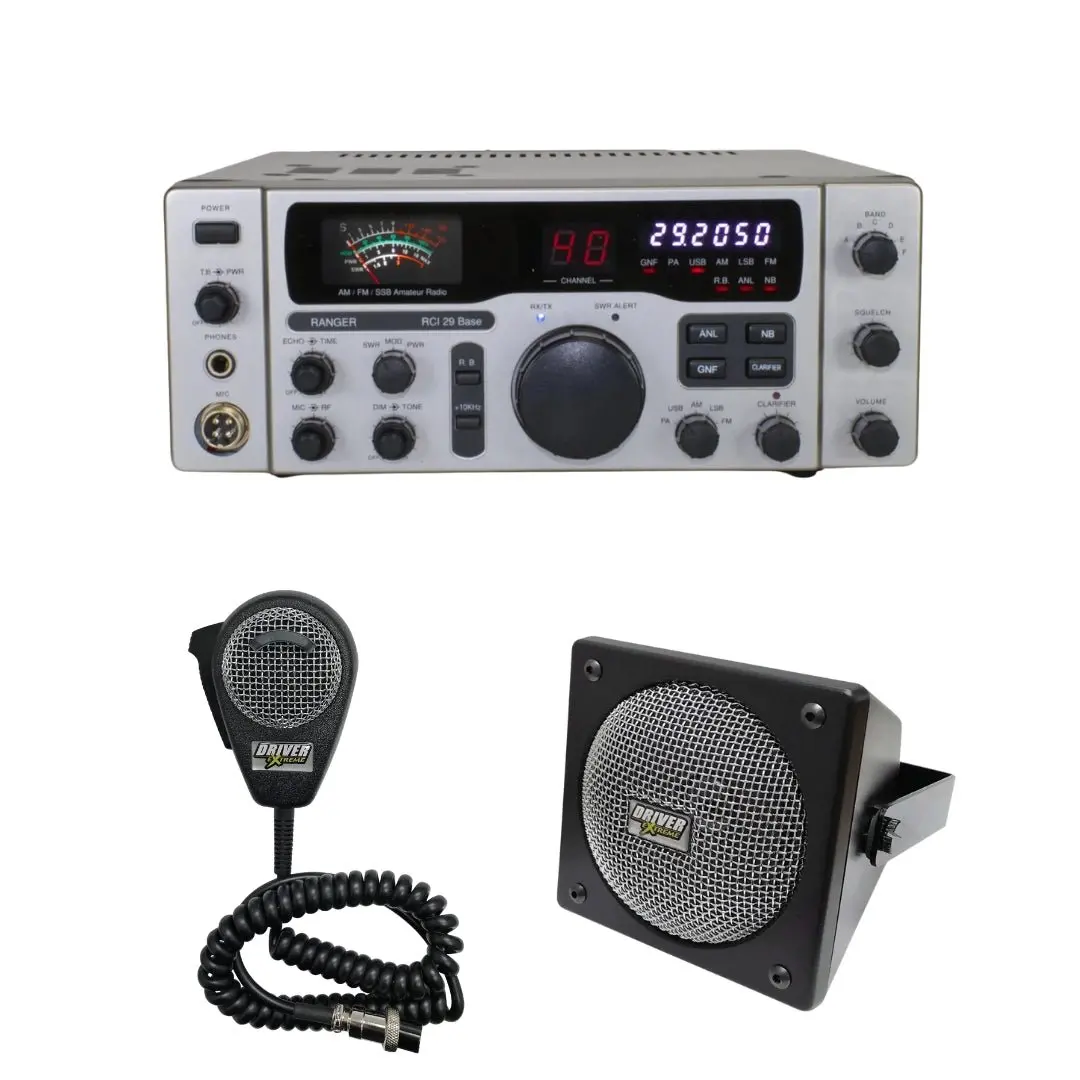 Ranger Rci-29 Base Station 10 Meter Radio, Drx-9010 External Speaker, Drx-6560 4 Pin Noise Cancelling Dynamic Microphone, Combo 1