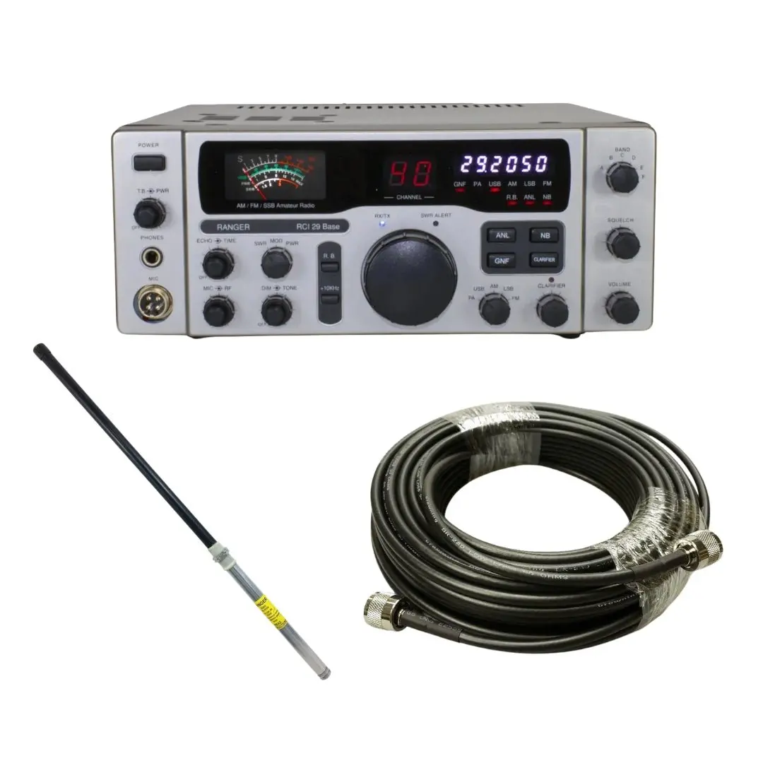 Ranger Rci-29 Base Station 10 Meter Radio, Procomm Pt-3 Portable No Ground Base Station Antenna, Tram Browning Br 240 Lmr240 Type 50Ft Ham Radio Base Coax Cable, Combo 1