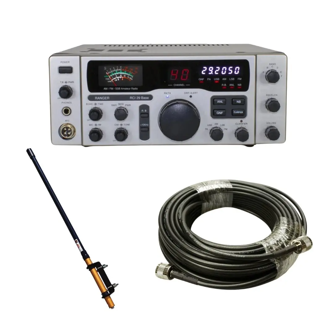 Ranger Rci-29 Base Station 10 Meter Radio, Workman Saturn B100 No Ground-Plane Antenna Base Station, Tram Browning Br 240 Lmr240 Type 50Ft Ham Radio Base Coax Cable, Combo 1