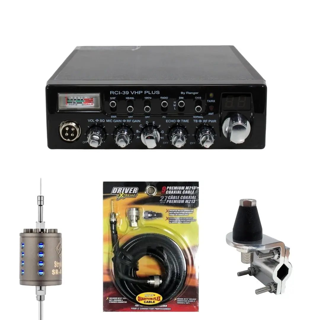 Ranger Rci-39Vhp-Plus 10 Meter Radio, Stryker Sr-A10, Drx-3402 Heavy Duty Antenna Mirror Mount, Drx-1518 18 Foot Premium M213, Combo 1