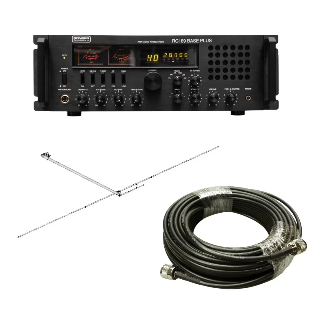 Ranger Rci-69 Base Plus Plus 10 Meter Radio, Maco Ba1 10/11 Meter Half Wave Balcony Antenna, Tram Browning Br 240 Lmr240 Type 50Ft Ham Radio Base Coax Cable, Combo 1