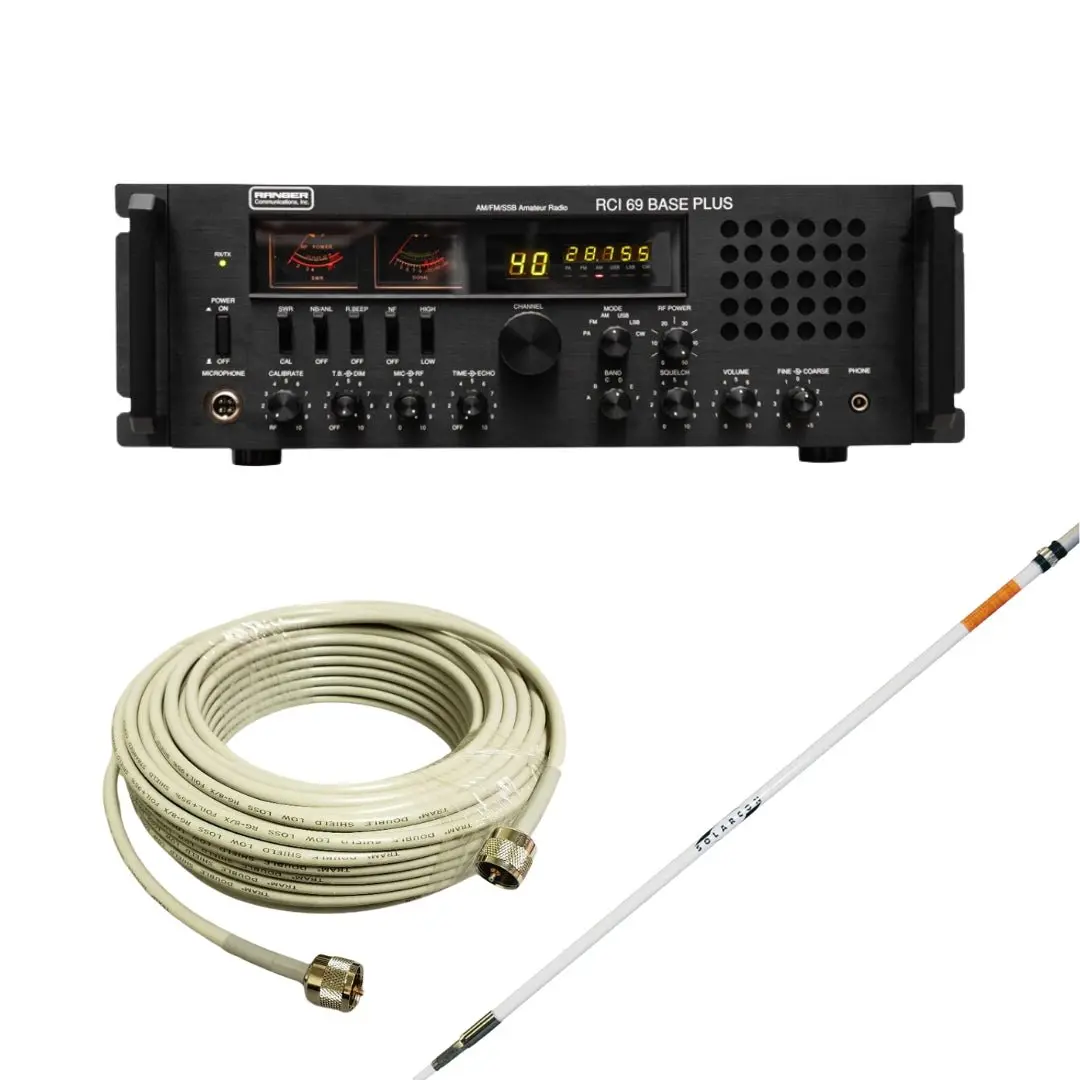 Ranger Rci-69 Base Plus Plus 10 Meter Radio, Solarcon A-99 Base Station Antenna, Tram Rg8x Double Shielded Cb Ham Radio Coax 50 Foot, Combo 1