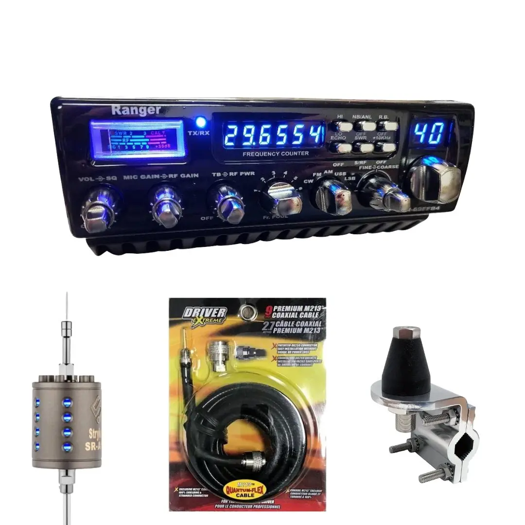 Ranger Rci-69Ffb4 10 Meter Radio, Stryker Sr-A10, Drx-3402 Heavy Duty Antenna Mirror Mount, Drx-1518 18 Foot Premium M213, Combo 1