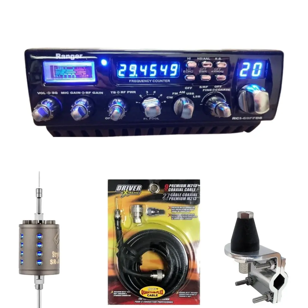 Ranger Rci-69Ffb6 10 Meter Radio, Stryker Sr-A10, Drx-3402 Heavy Duty Antenna Mirror Mount, Drx-1518 18 Foot Premium M213, Combo 1