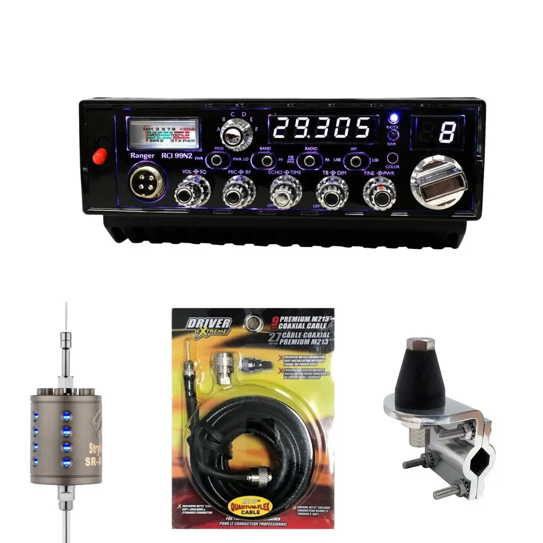 Ranger Rci-99N2 200 Watt Ssb/Am 10 Meter Radio, Stryker Sr-A10, Drx-3402 Heavy Duty Antenna Mirror Mount, Drx-1518 18 Foot Premium M213, Combo 1