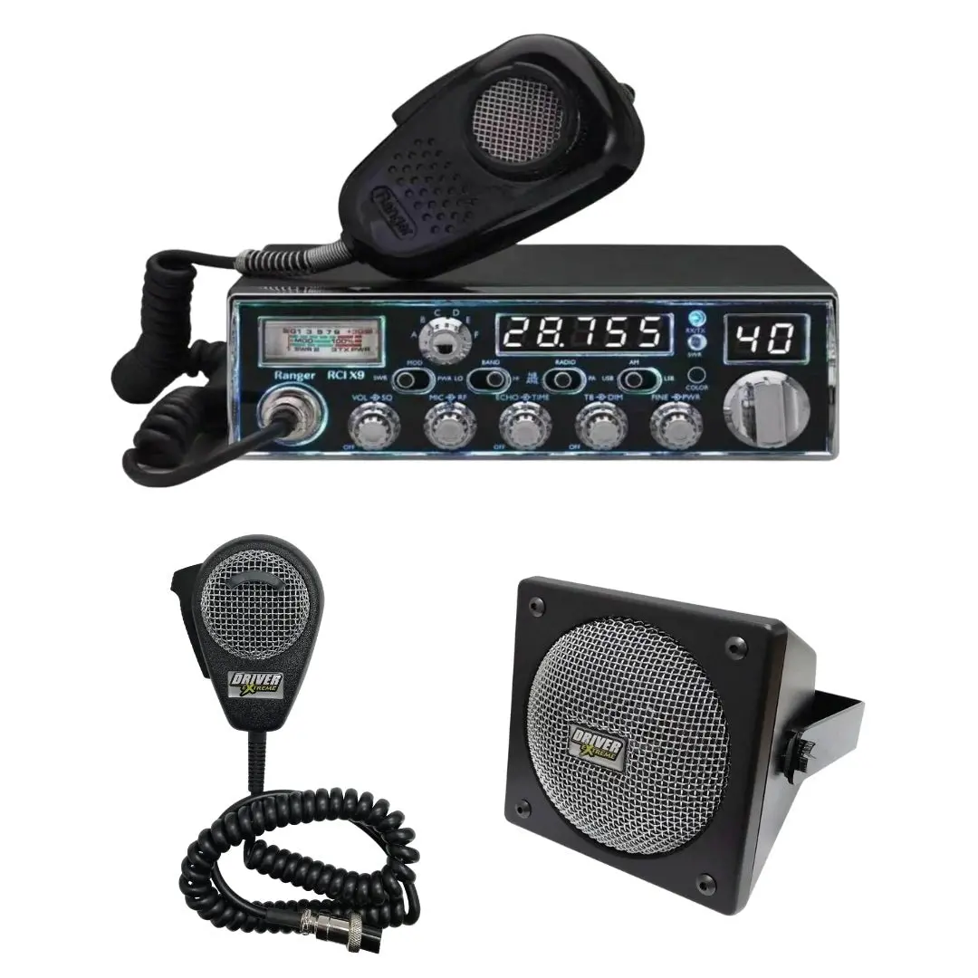 Ranger Rci-X9 10 Meter Radio, Drx-9010 External Speaker, Drx-6560 4 Pin Noise Cancelling Dynamic Microphone, Combo 1