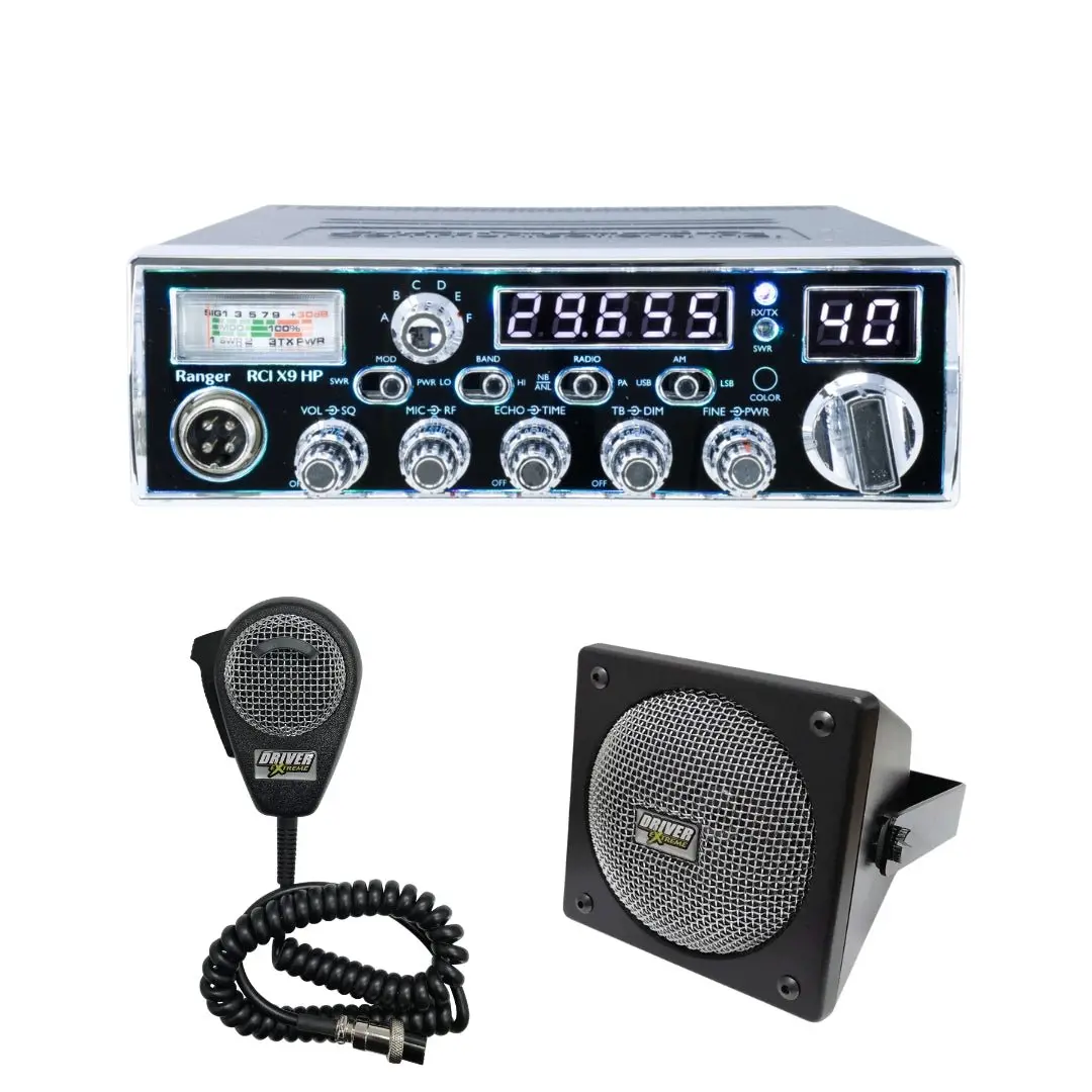 Ranger Rci-X9hp 10 Meter Radio, Drx-9010 External Speaker, Drx-6560 4 Pin Noise Cancelling Dynamic Microphone, Combo 1