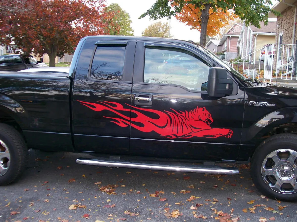 Tiger Flames Vinyl Cut Decal – Set Of 2 For Cars & Trucks 2